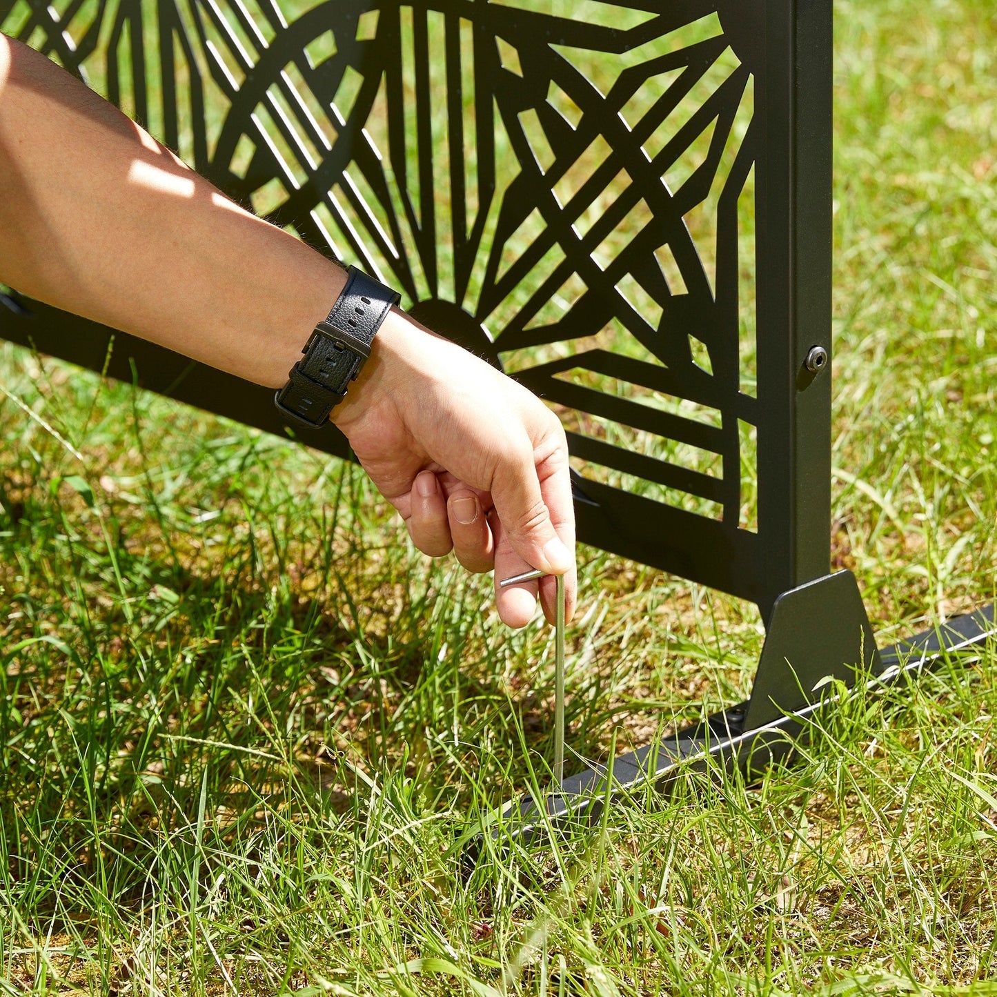 Clôture de séparation de pièce Glitzhome 6 pi galvanisée à motifs floraux, 3 panneaux