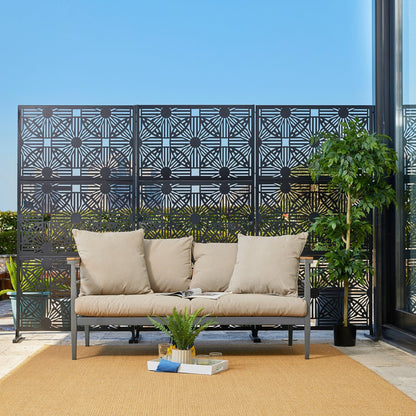 Clôture de séparation de pièce Glitzhome 6 pi galvanisée à motifs floraux, 3 panneaux