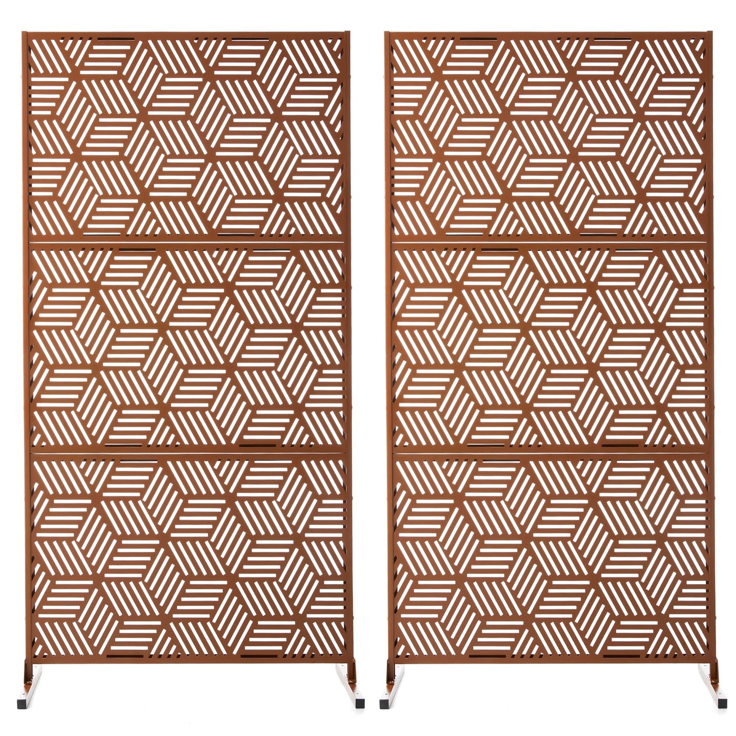 Clôture de séparation de pièce Glitzhome 6 pi galvanisée à motifs floraux, 3 panneaux