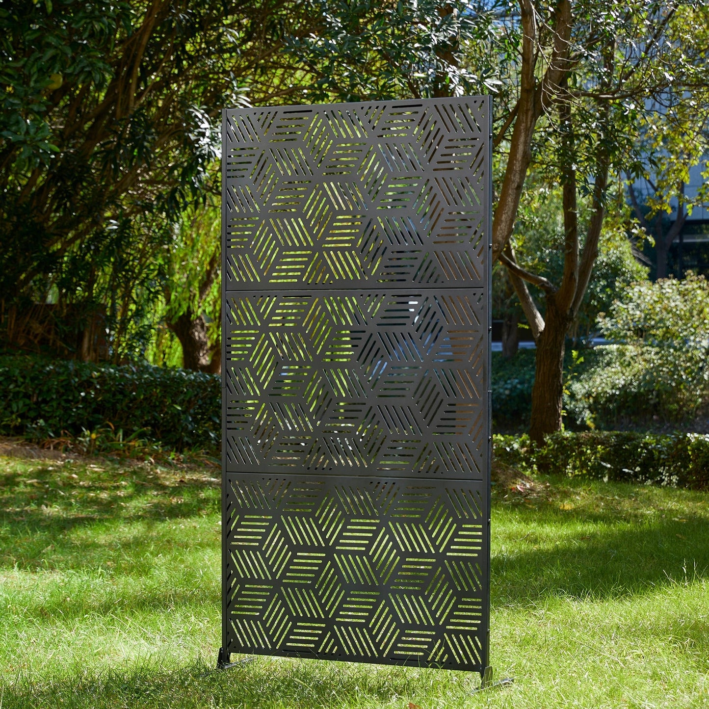 Clôture de séparation de pièce Glitzhome 6 pi galvanisée à motifs floraux, 3 panneaux