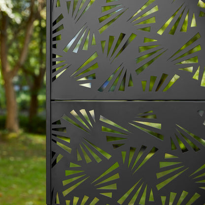 Clôture de séparation de pièce Glitzhome 6 pi galvanisée à motifs floraux, 3 panneaux