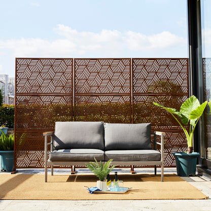 Clôture de séparation de pièce Glitzhome 6 pi galvanisée à motifs floraux, 3 panneaux