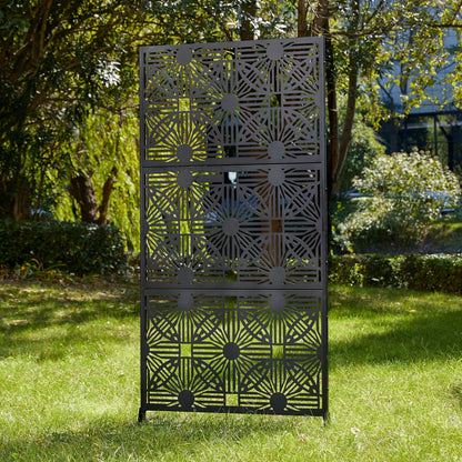 Clôture de séparation de pièce Glitzhome 6 pi galvanisée à motifs floraux, 3 panneaux