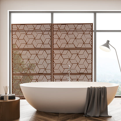 Clôture de séparation de pièce Glitzhome 6 pi galvanisée à motifs floraux, 3 panneaux