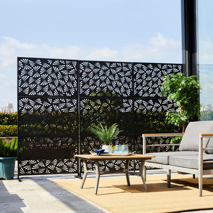 Clôture de séparation de pièce Glitzhome 6 pi galvanisée à motifs floraux, 3 panneaux