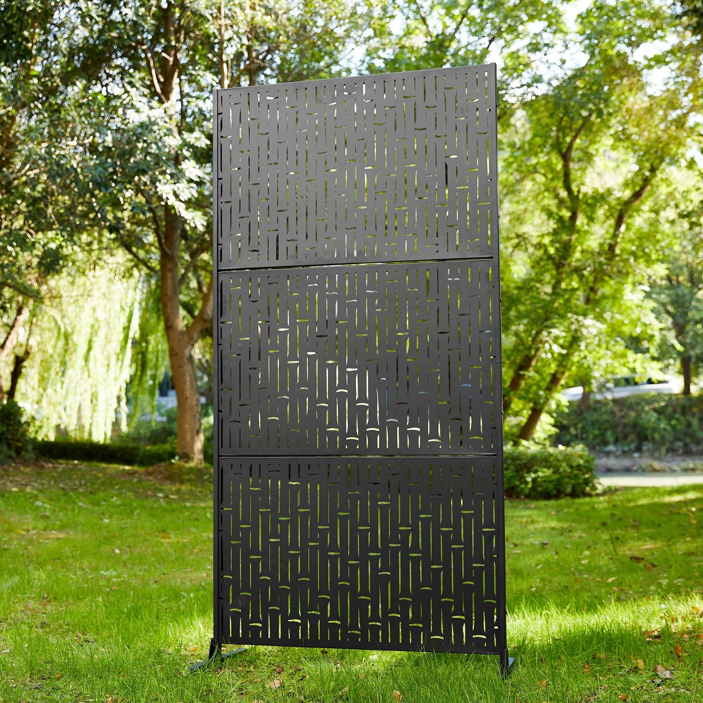 Clôture de séparation de pièce Glitzhome 6 pi galvanisée à motifs floraux, 3 panneaux