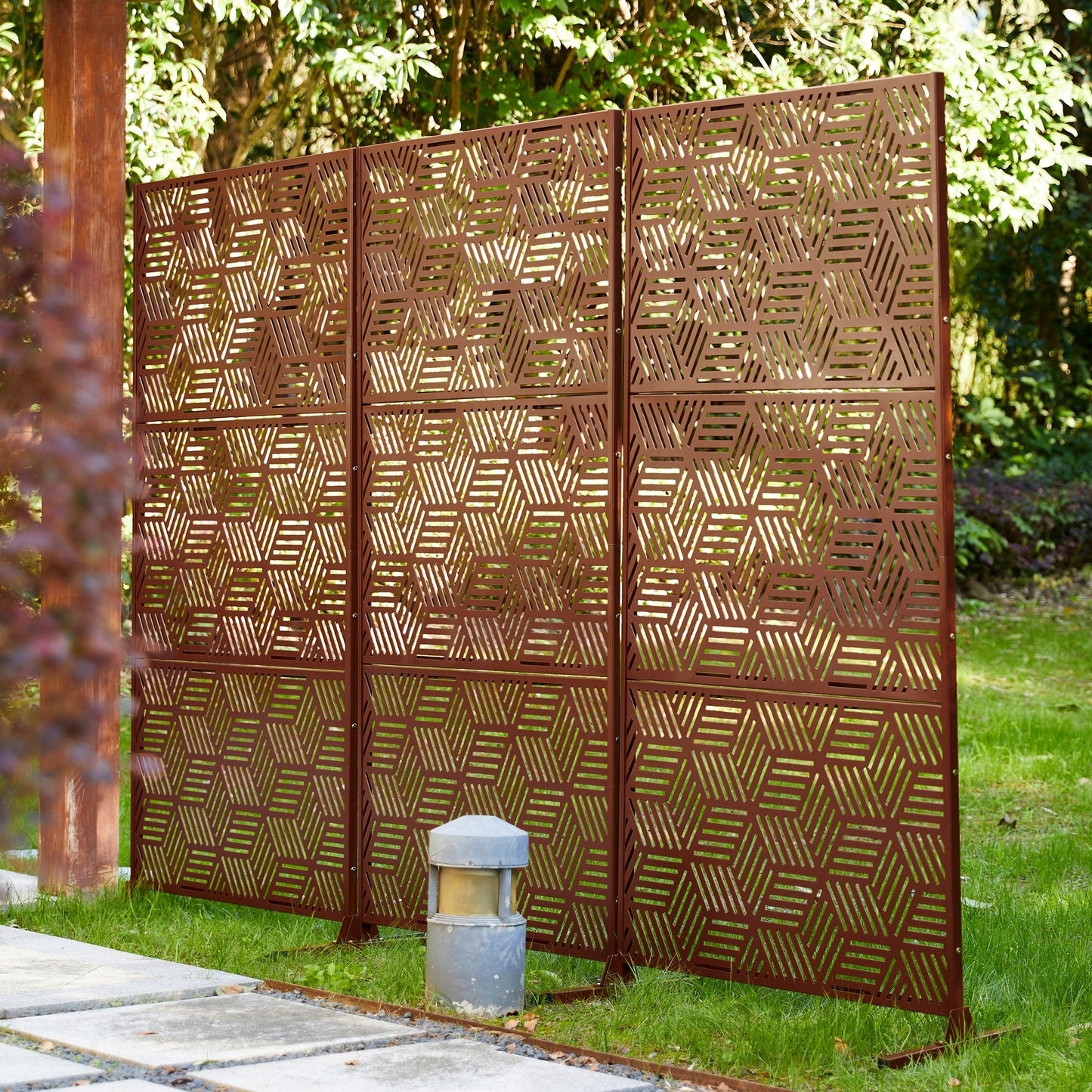 Clôture de séparation de pièce Glitzhome 6 pi galvanisée à motifs floraux, 3 panneaux