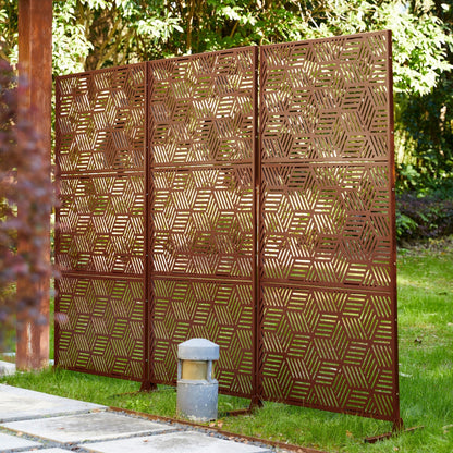 Clôture de séparation de pièce Glitzhome 6 pi galvanisée à motifs floraux, 3 panneaux