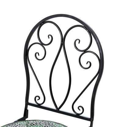 Ensemble bistro pliant d'extérieur en métal Glitzhome, 3 pièces : table et chaises de patio