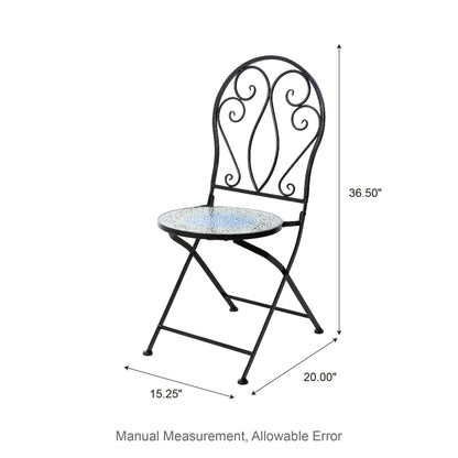 Ensemble bistro pliant d'extérieur en métal Glitzhome, 3 pièces : table et chaises de patio