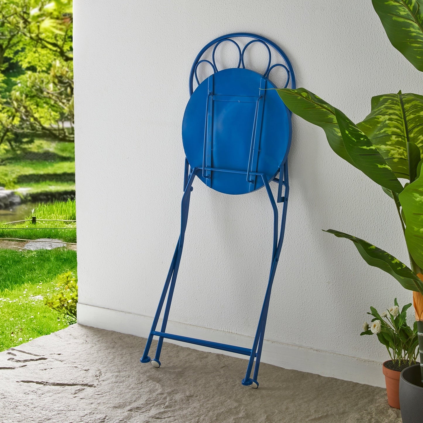 Ensemble bistro pliant d'extérieur en métal Glitzhome, 3 pièces : table et chaises de patio