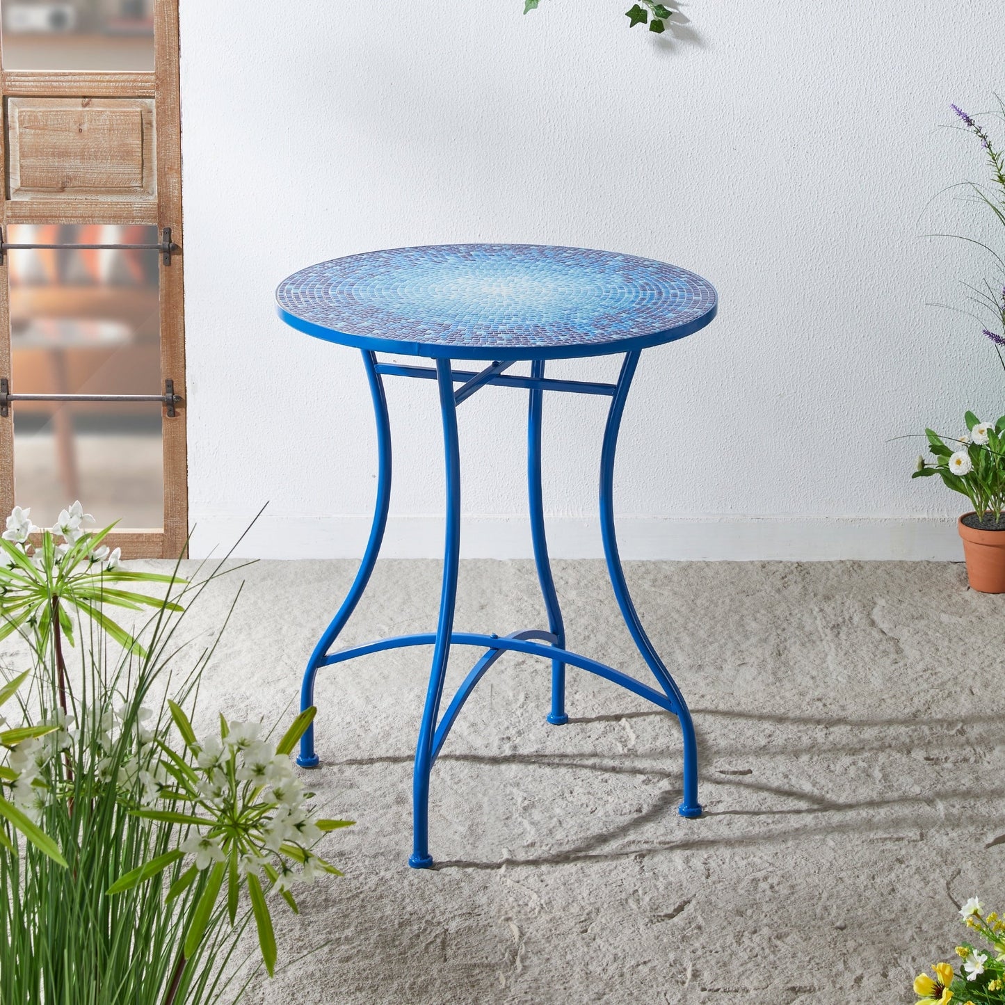 Ensemble bistro pliant d'extérieur en métal Glitzhome, 3 pièces : table et chaises de patio