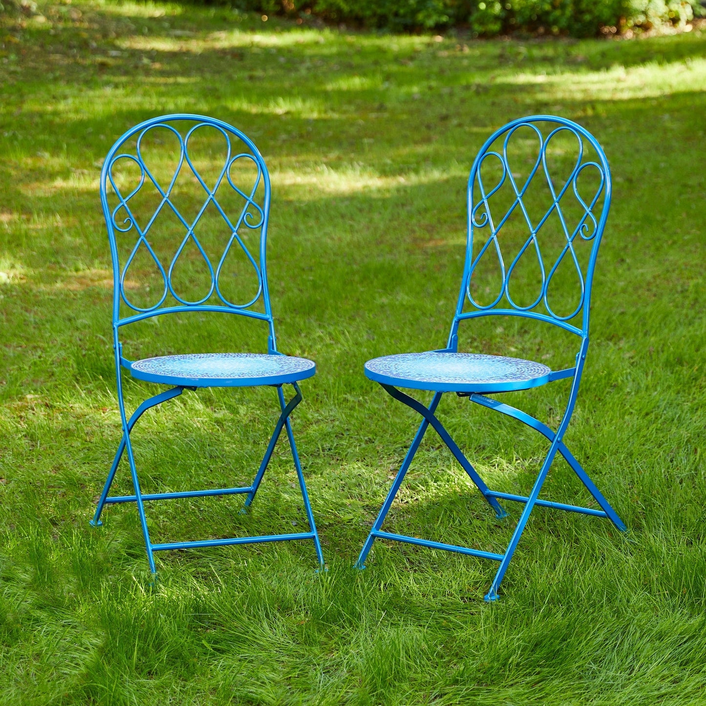 Ensemble bistro pliant d'extérieur en métal Glitzhome, 3 pièces : table et chaises de patio