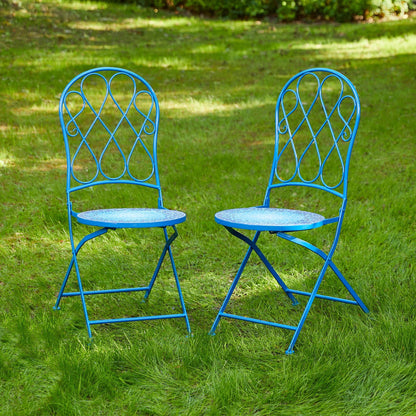 Ensemble bistro pliant d'extérieur en métal Glitzhome, 3 pièces : table et chaises de patio