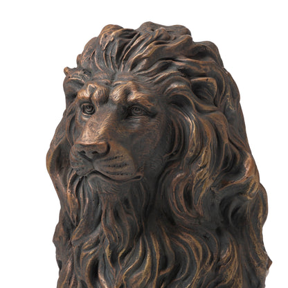 Glitzhome MGO Majestic Sitting Guardian Lion Statues Sculpture d'intérieur et d'extérieur, lot de 2