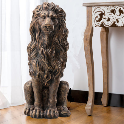 Glitzhome MGO Majestic Sitting Guardian Lion Statues Sculpture d'intérieur et d'extérieur, lot de 2