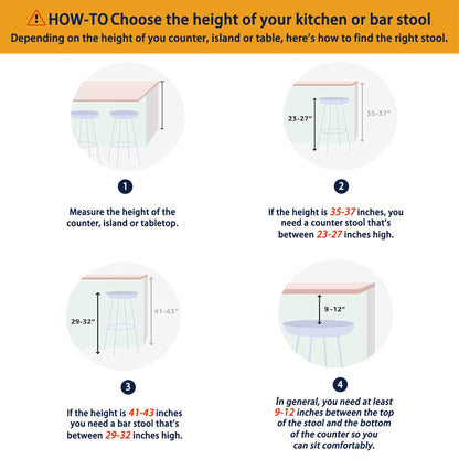Ensemble de 2 ou 4 tabourets de bar pivotants modernes en bois, hauteur comptoir et bar, Glitzhome