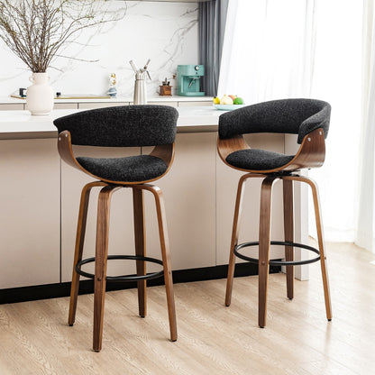 Ensemble de 2 ou 4 tabourets de bar pivotants modernes en bois, hauteur comptoir et bar, Glitzhome
