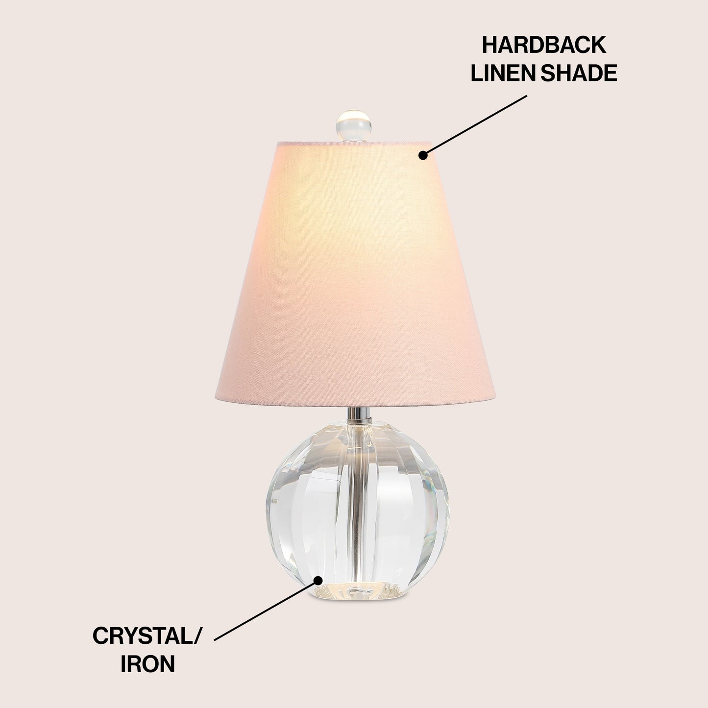 Lampe de table LED Goddard 16 boule de cristal/métal, par JONATHAN Y