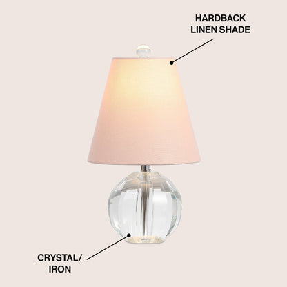 Lampe de table LED Goddard 16 boule de cristal/métal, par JONATHAN Y
