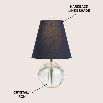 Lampe de table LED Goddard 16 boule de cristal/métal, par JONATHAN Y