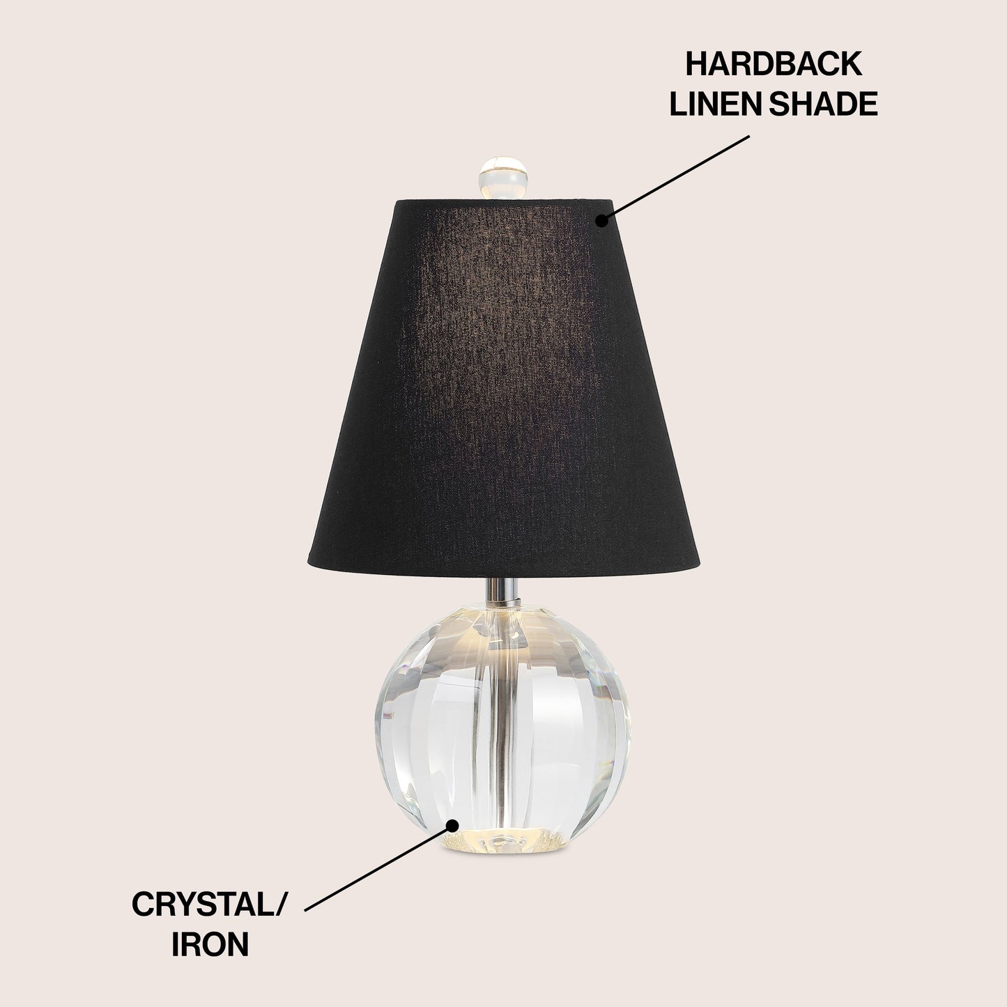 Lampe de table LED Goddard 16 boule de cristal/métal, par JONATHAN Y