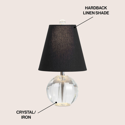 Lampe de table LED Goddard 16 boule de cristal/métal, par JONATHAN Y