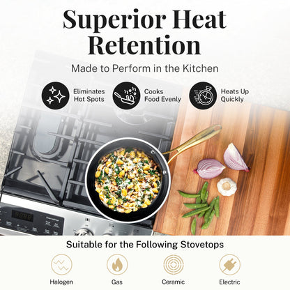 Ensemble de 15 pièces de casseroles et poêles Gotham Steel noires en céramique ultra antiadhésive avec ustensiles