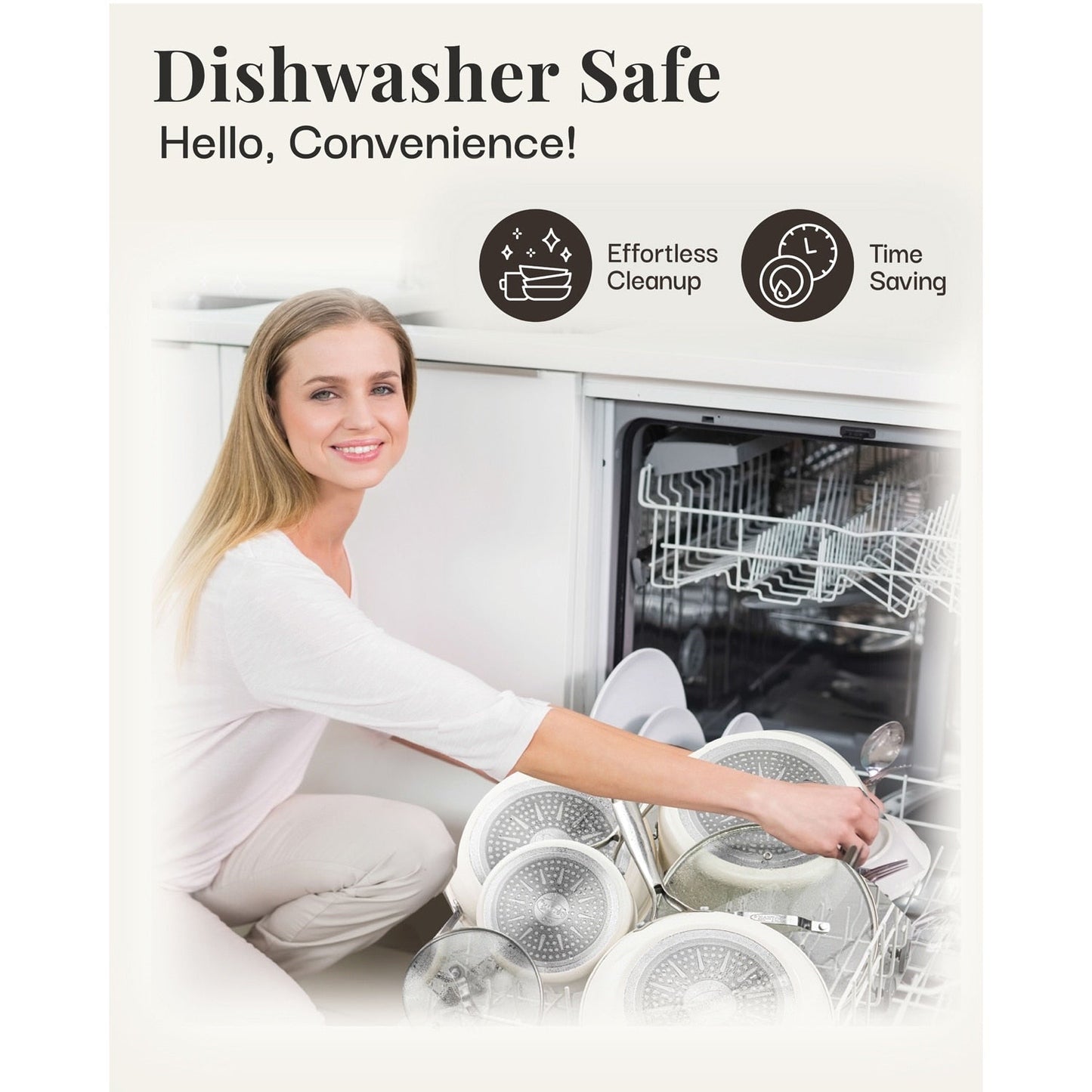 Ensemble de 12 pièces de casseroles et poêles Gotham Steel couleur crème, en céramique ultra antiadhésive avec poignées isolantes