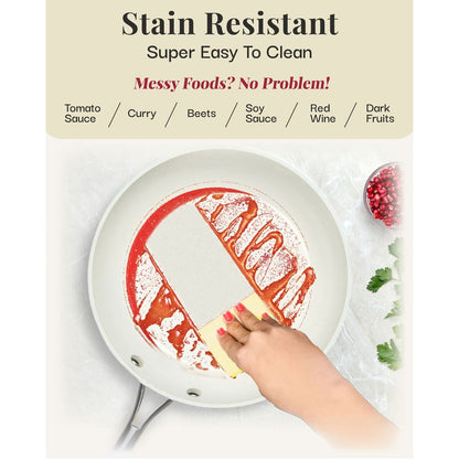 Ensemble de 12 pièces de casseroles et poêles Gotham Steel couleur crème, en céramique ultra antiadhésive avec poignées isolantes