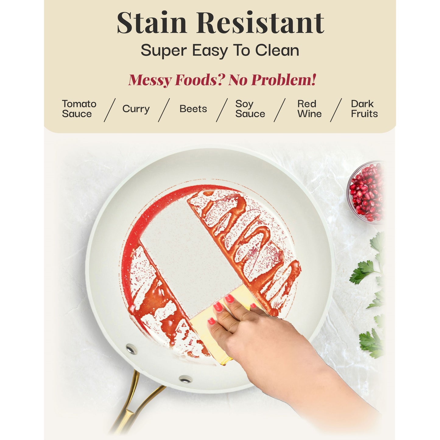 Ensemble de 15 pièces de casseroles et poêles Gotham Steel couleur crème, en céramique ultra antiadhésive, avec ustensiles