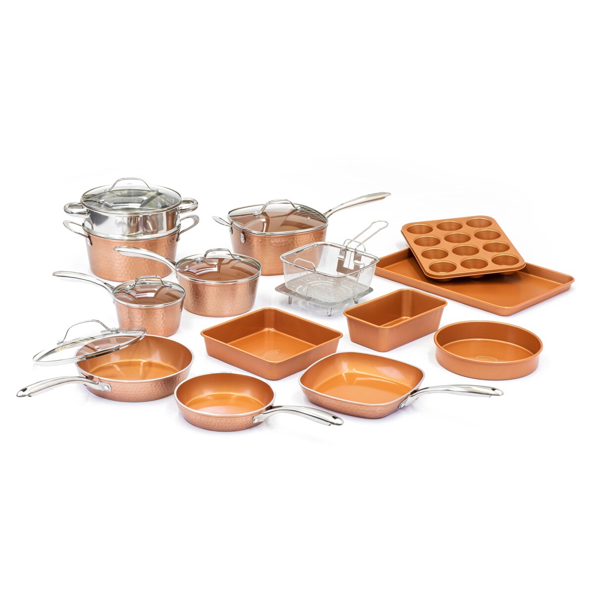 Ensemble de 20 pièces de batterie de cuisine antiadhésive Gotham Steel Hammered