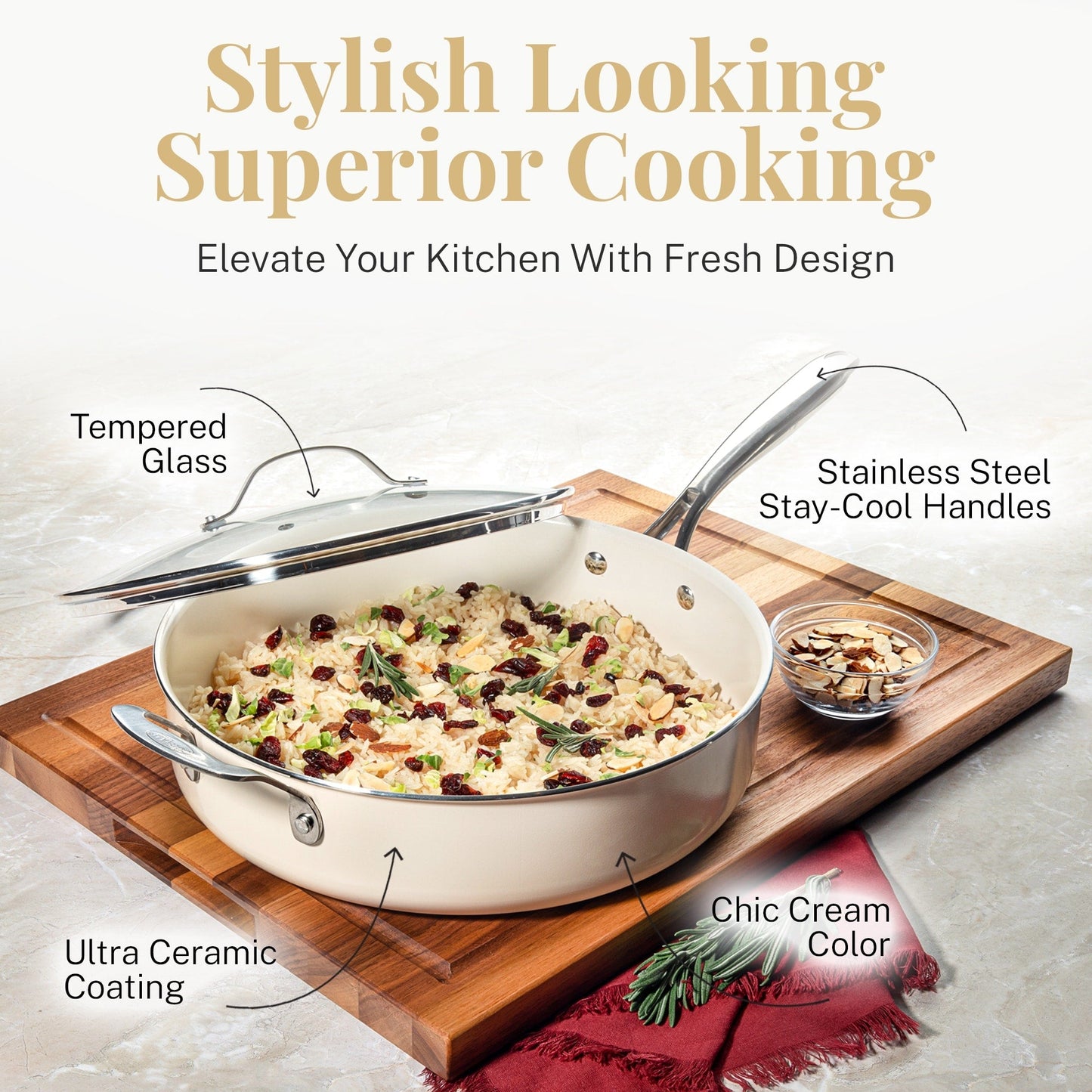 Ensemble de 20 pièces de casseroles et poêles antiadhésives Gotham Steel Naturals Express avec moules à pâtisserie et ustensiles