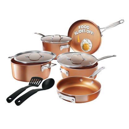 Ensemble de 10 pièces de casseroles et poêles antiadhésives Gotham Steel, couleur cuivre