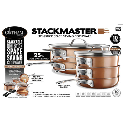 Ensemble de 10 pièces de casseroles et poêles antiadhésives Gotham Steel, couleur cuivre