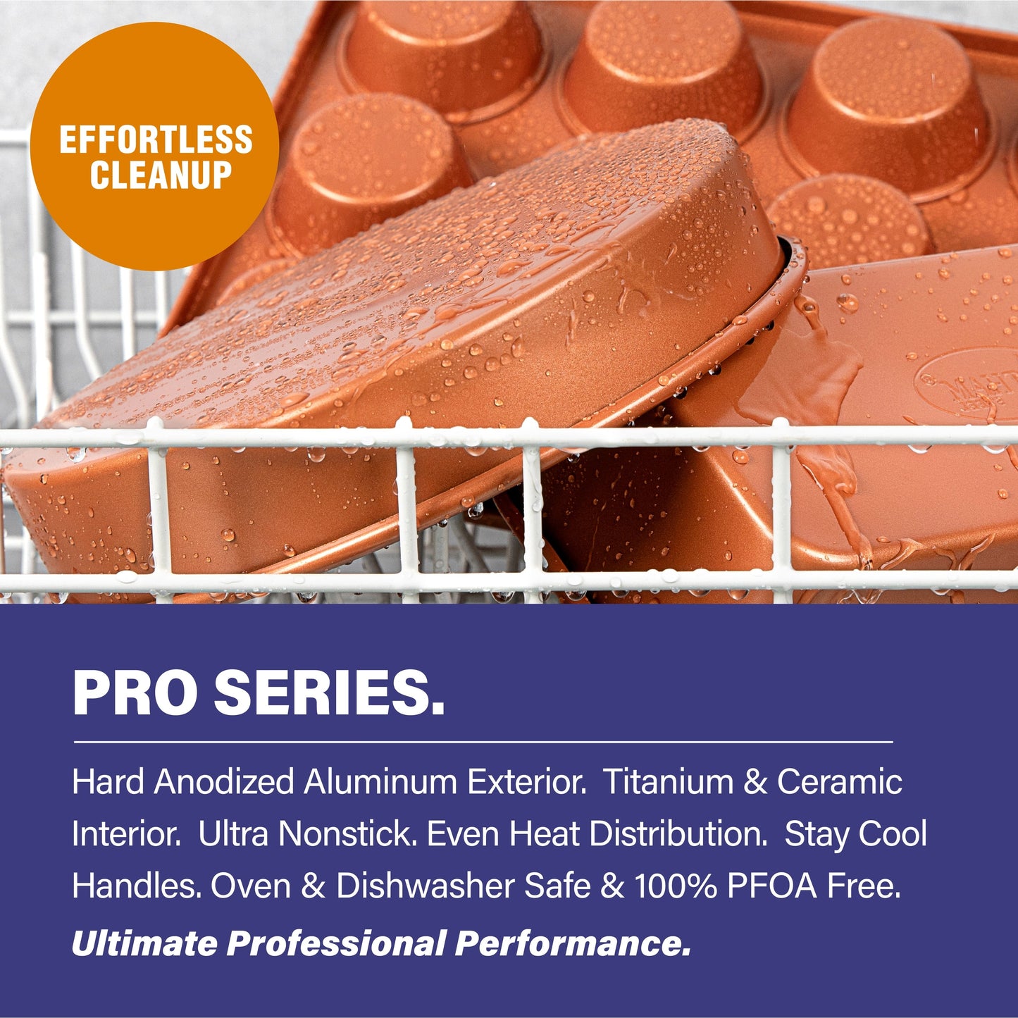 Ensemble de 20 pièces de batterie de cuisine et de pâtisserie Gotham Steel Pro en acier anodisé dur