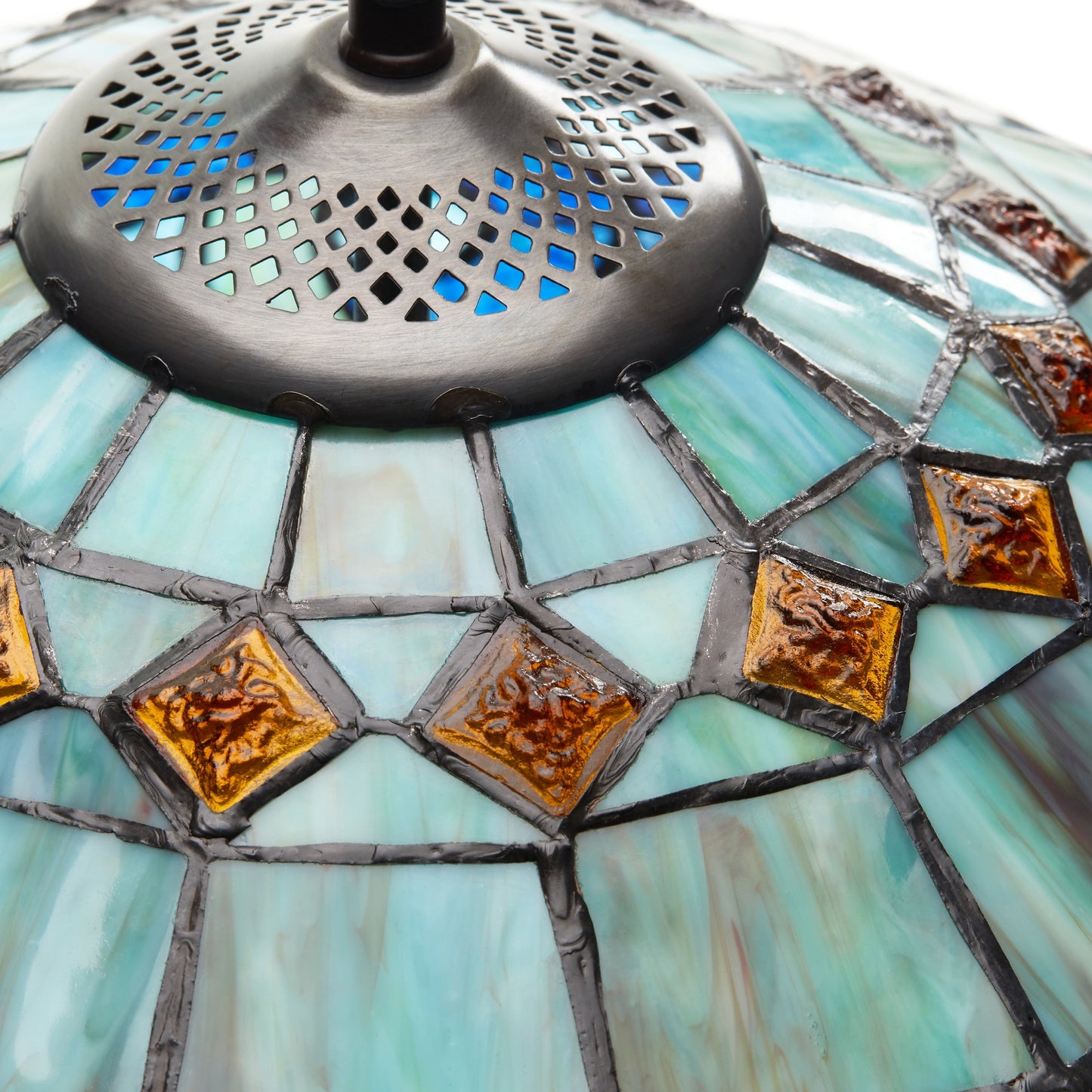 Lampe Tiffany en vitrail Gracewood Hollow Asdreni 51 cm (20 pouces) - 35,6 cm (14 po) L x 35,6 cm (14 po) l x 51,4 cm (20,25 po) H