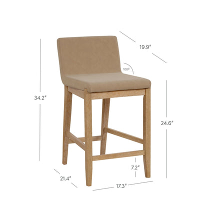 Tabouret de bar moderne Gracie, chaise rembourrée en tissu bouclé et pieds en bois brossé