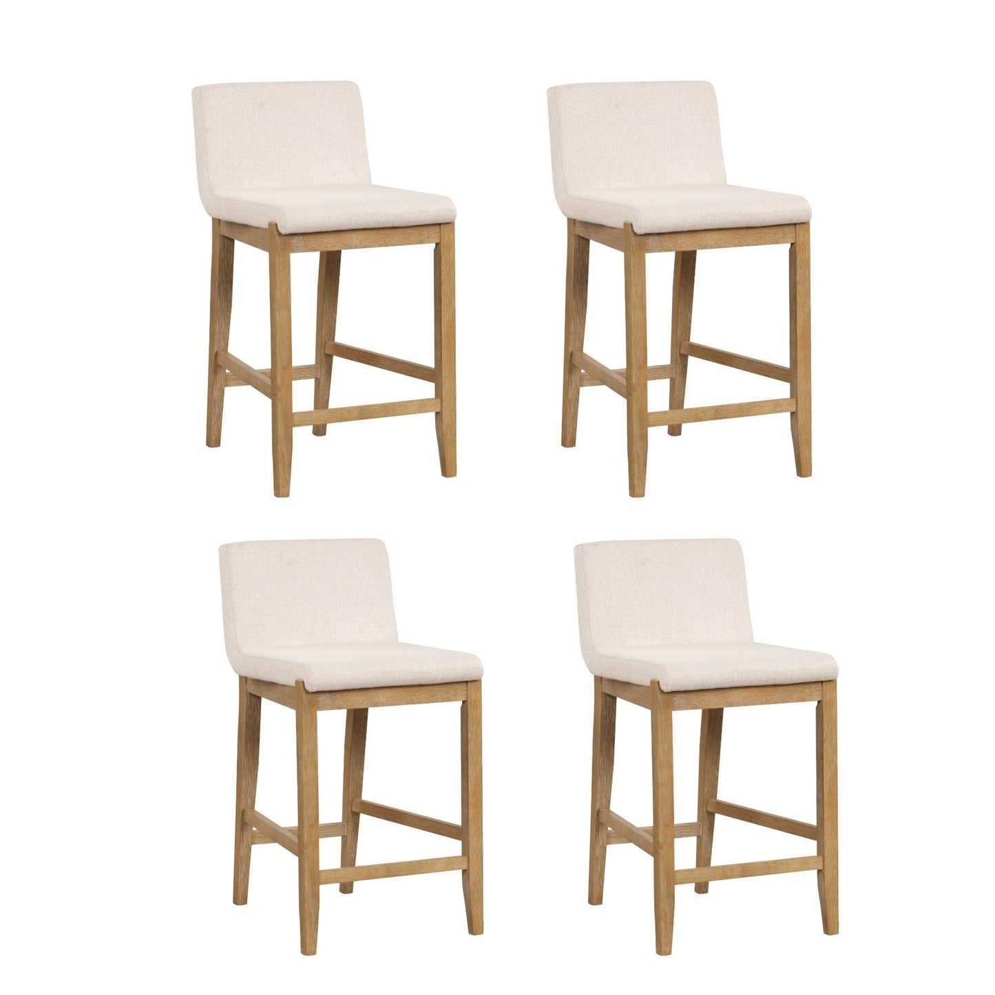 Tabouret de bar moderne Gracie, chaise rembourrée en tissu bouclé et pieds en bois brossé