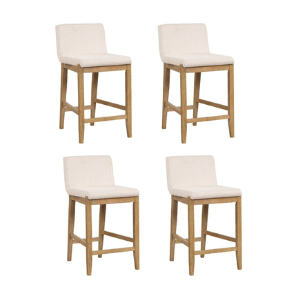 Tabouret de bar moderne Gracie, chaise rembourrée en tissu bouclé et pieds en bois brossé