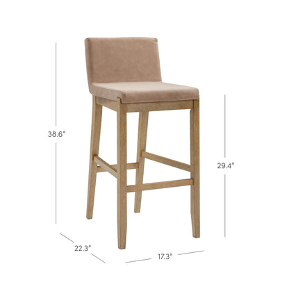 Tabouret de bar moderne Gracie, chaise rembourrée en tissu bouclé et pieds en bois brossé