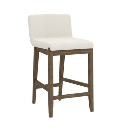 Tabouret de bar moderne Gracie, chaise rembourrée en tissu bouclé et pieds en bois brossé