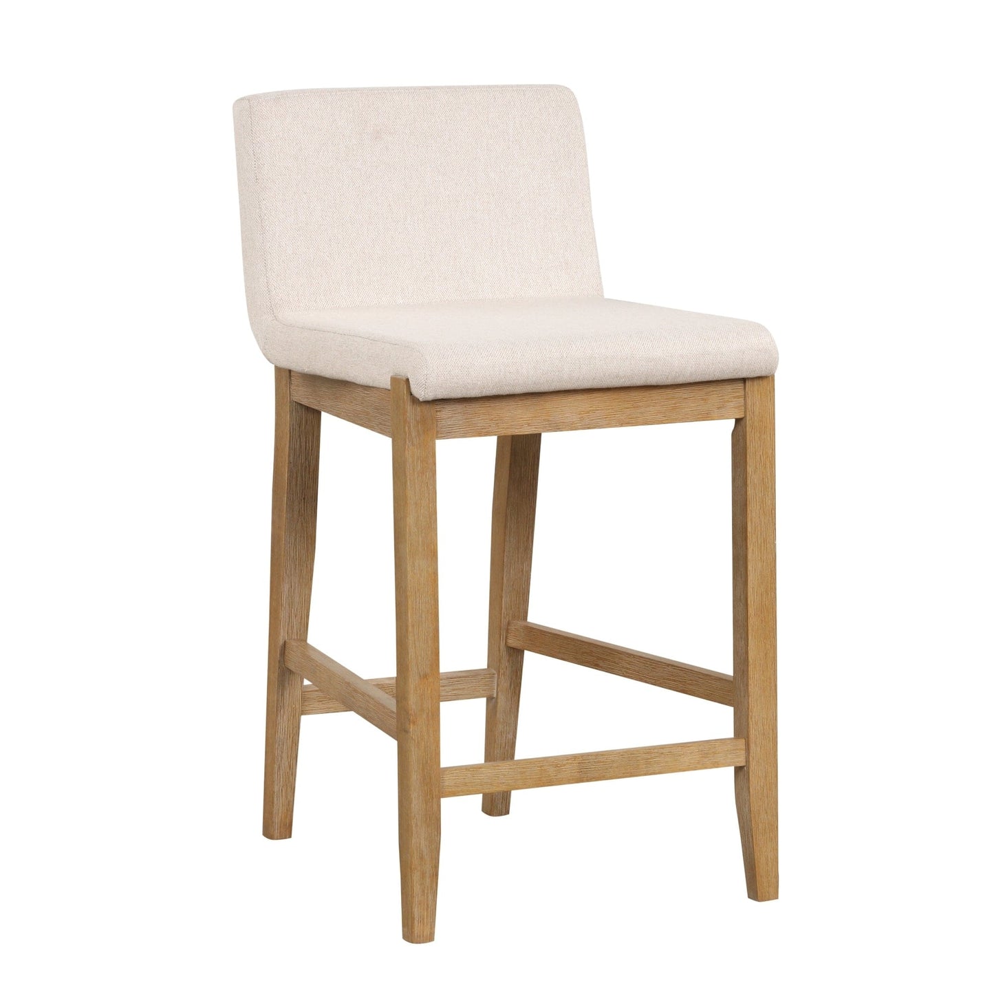 Tabouret de bar moderne Gracie, chaise rembourrée en tissu bouclé et pieds en bois brossé