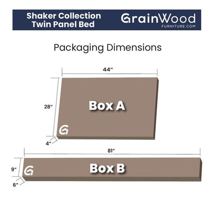 Lit plateforme en bois massif de style Shaker, meuble en bois grainé