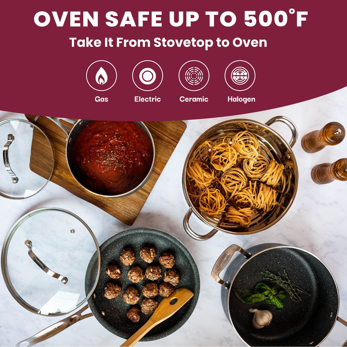 Ensemble de 20 pièces de casseroles et poêles antiadhésives Granitestone