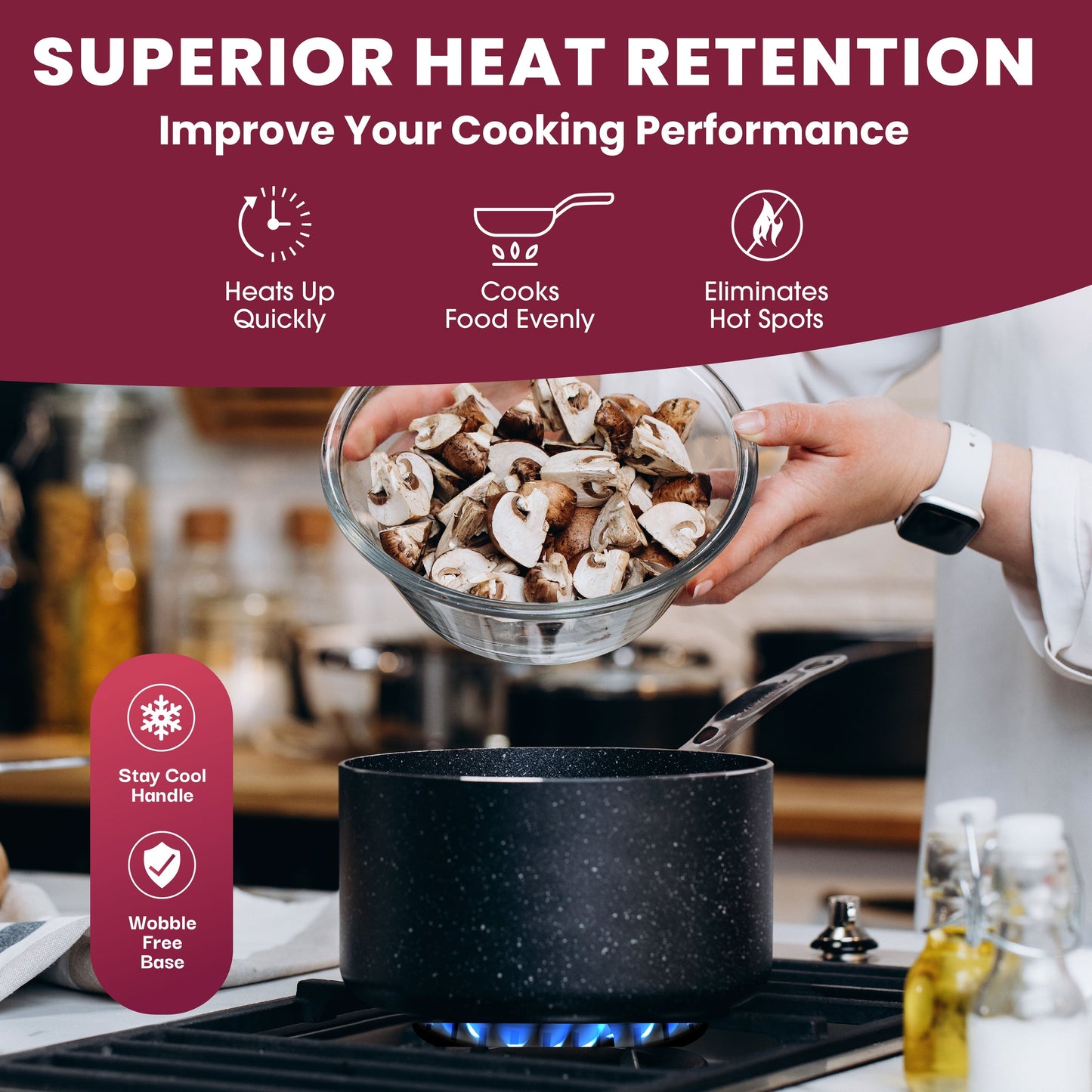 Ensemble de 20 pièces de casseroles et poêles antiadhésives Granitestone