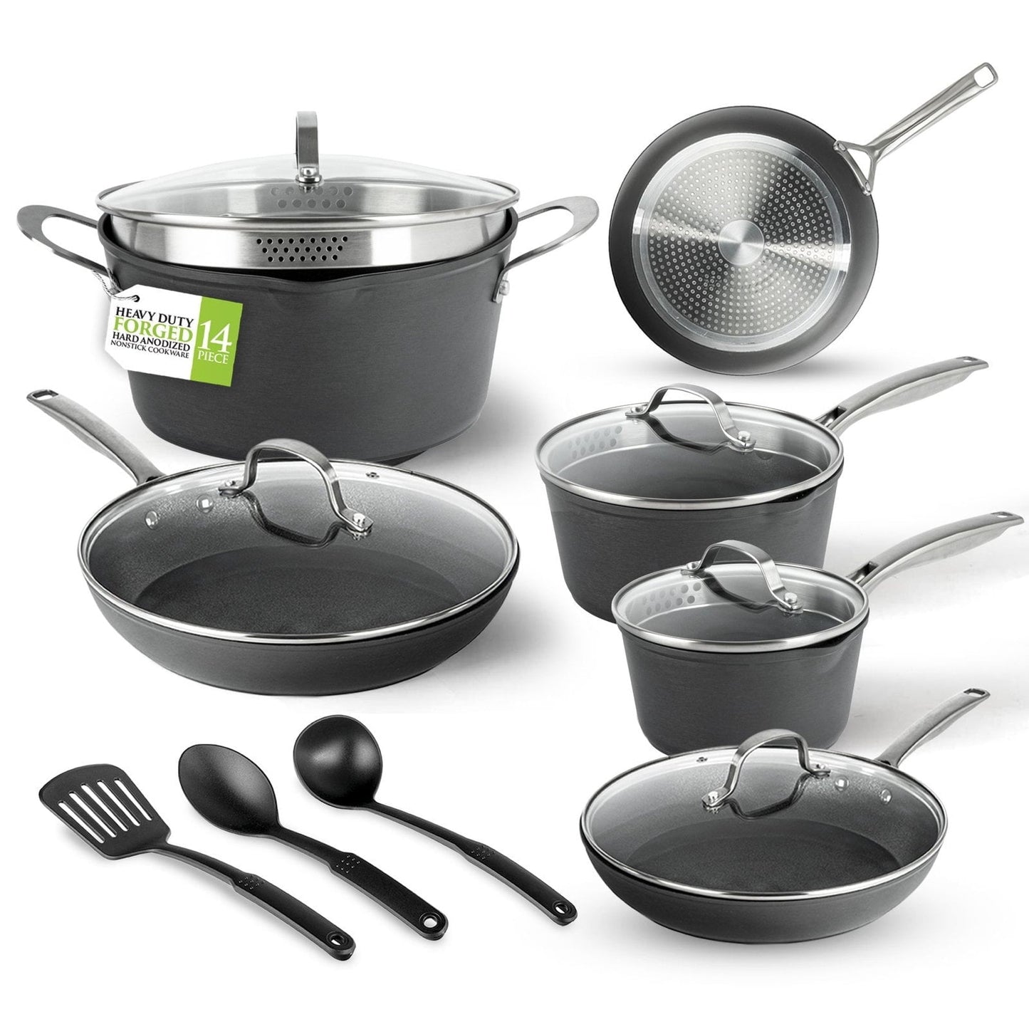 Ensemble de 14 pièces de batterie de cuisine Granitestone Armor Max en aluminium anodisé dur