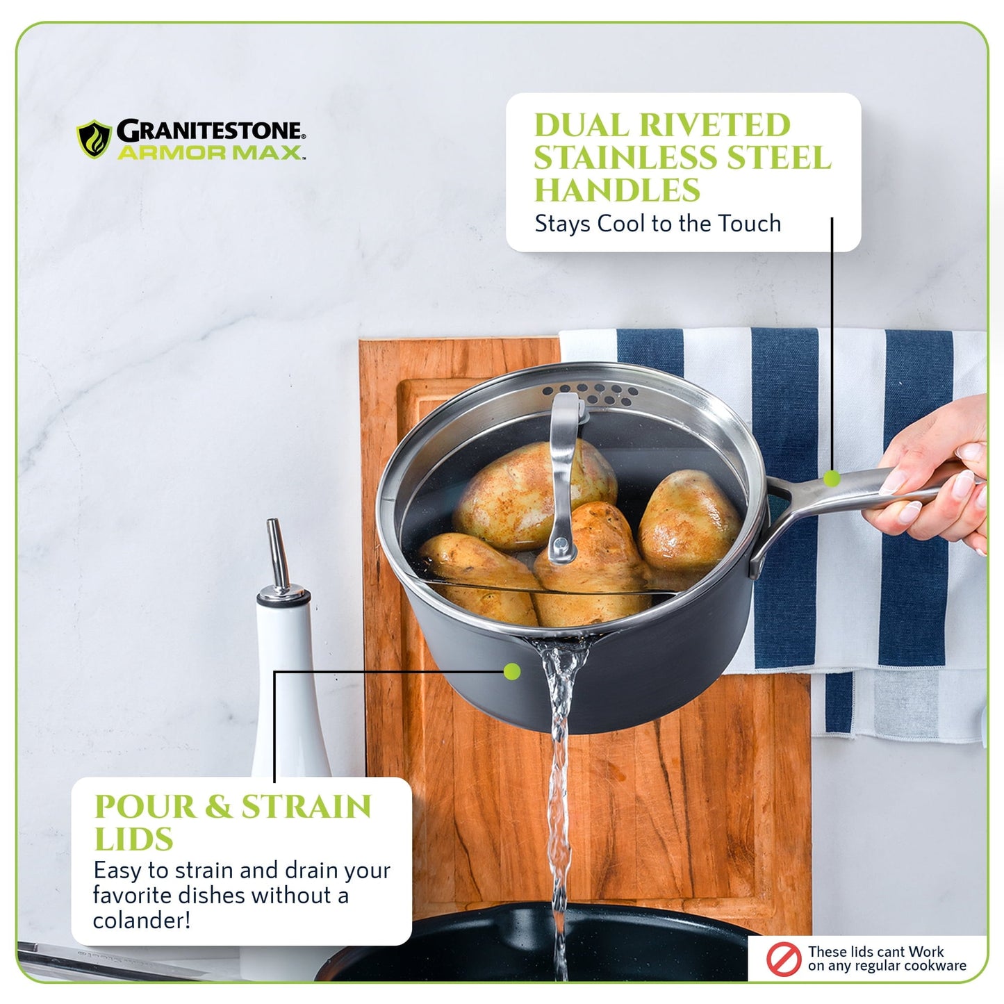 Ensemble de 14 pièces de batterie de cuisine Granitestone Armor Max en aluminium anodisé dur