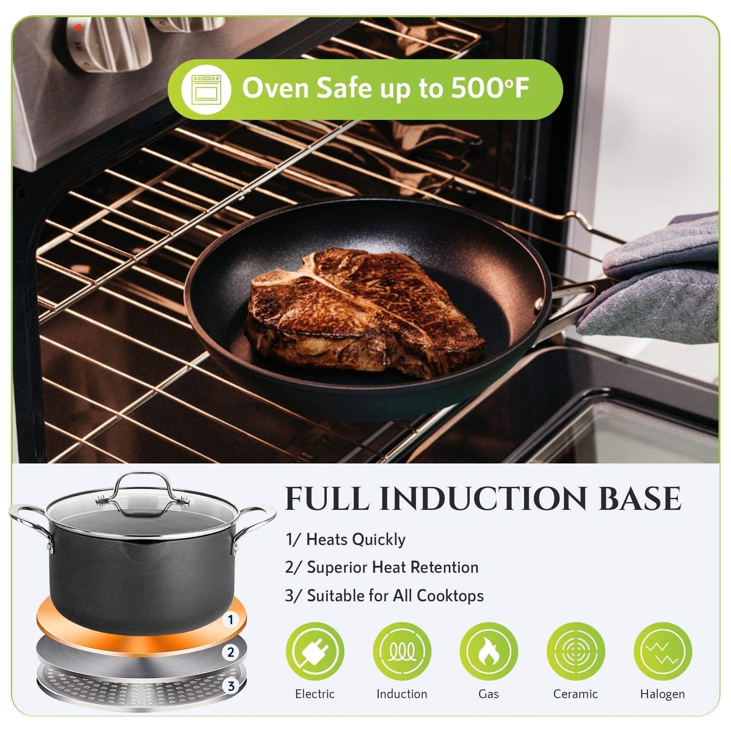 Ensemble de 14 pièces de batterie de cuisine Granitestone Armor Max en aluminium anodisé dur