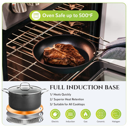 Ensemble de 14 pièces de batterie de cuisine Granitestone Armor Max en aluminium anodisé dur